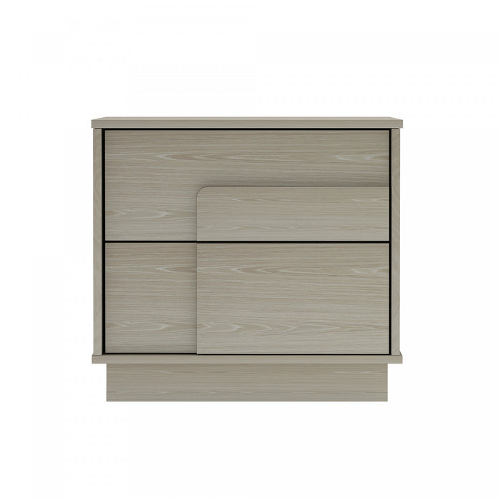 Table de nuit Horizon Modern 56 cm en chene blanchi (2 tiroirs)