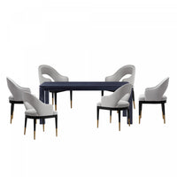 Ensemble de salle a manger moderne industriel chic Carrington et Rockaway 7 pieces en gris clair et noir