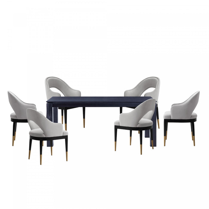 Ensemble de salle a manger moderne industriel chic Carrington et Rockaway 7 pieces en gris clair et noir