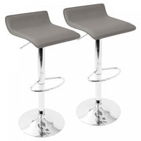 Tabouret pivotant contemporain Ale à hauteur réglable en tissu gris - ensemble de 2