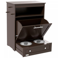 Pawhut Station D'alimentation Pour Animaux De Compagnie, Armoire De Stockage De Nourriture Pour Chie