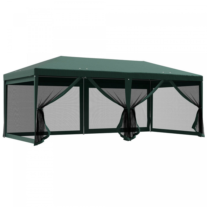 Outsunny 3 m x 6 m Tente de reception, auvent d'exterieur, pare-soleil de jardin, vert