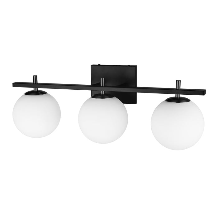 Lumière de coiffeuse Vivaldi de Dainolite avec fini noir mat et 3 ampoules