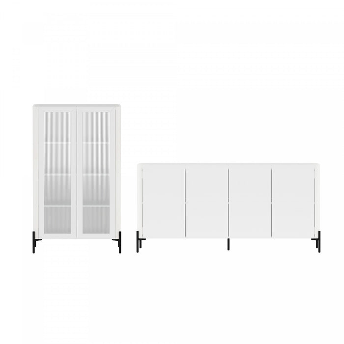 Buffet et bibliotheque modernes Abbey 2 pieces en blanc
