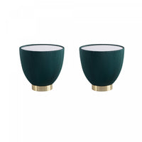 Table d’appoint Anderson moderne avec plateau en pierre frittee et revetement en tissu, vert – Lot de 2