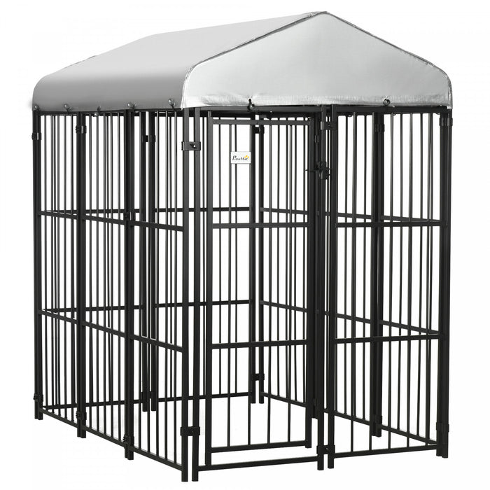 Pawhut Niche Pour Chien De 6' X 4', Parc D'exterieur Pour Chien Avec Auvent Impermeable Et Resistant Aux Uv, Maillon De Chaine Robuste Pour Chiens De Taille Moyenne Et Grande