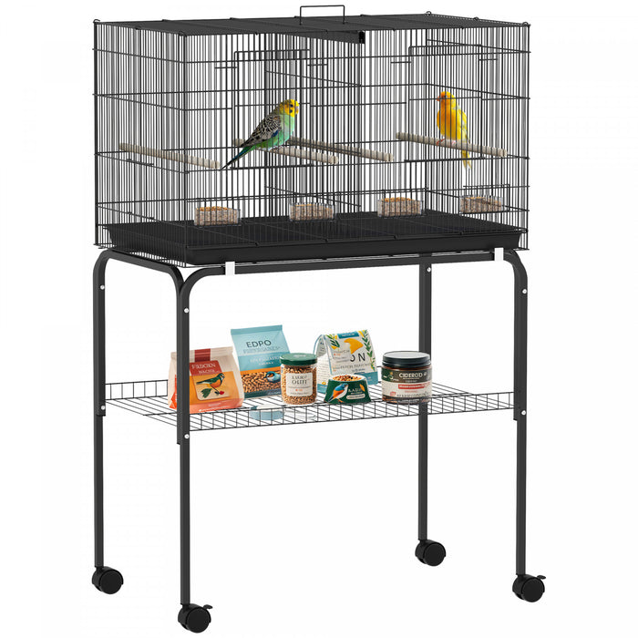 Cage pour oiseaux 116 cm de Haut, Grande Cage pour Perroquets avec Separateur, Noir