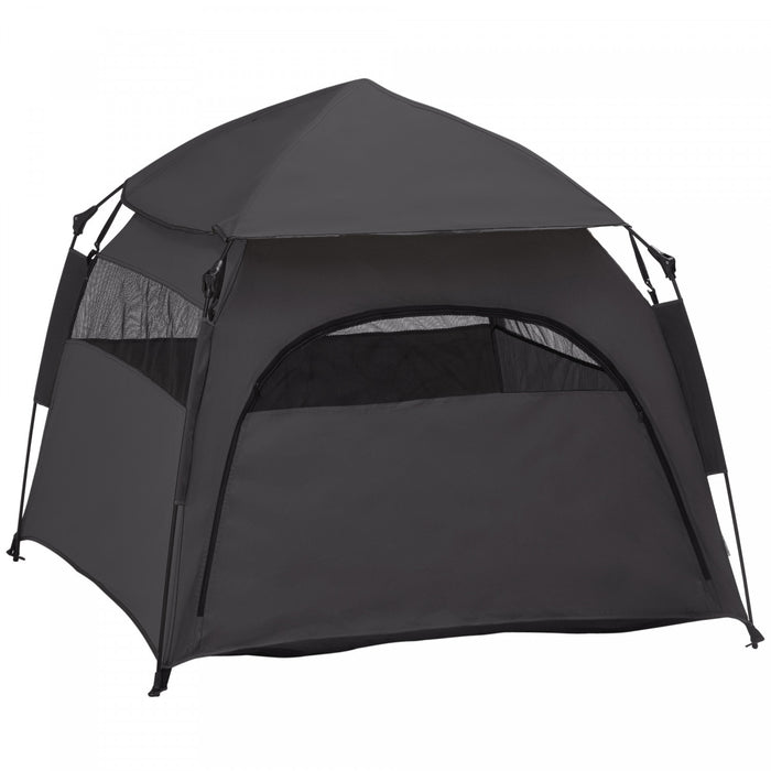Pawhut Tente Pour Chiens De Grande Taille Et Extra Larges, Tente De Parc Portable Pour Animaux De Compagnie Pour La Plage, Le Jardin, La Maison, Gris