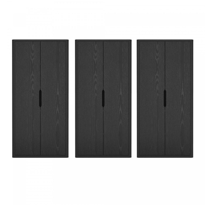 Armoire bibliotheque moderne Rivington 38\" en noir - Ensemble de 3