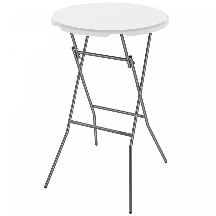 Outsunny Table Pliable en Plastique 80 cm, Table de Camping, Blanc