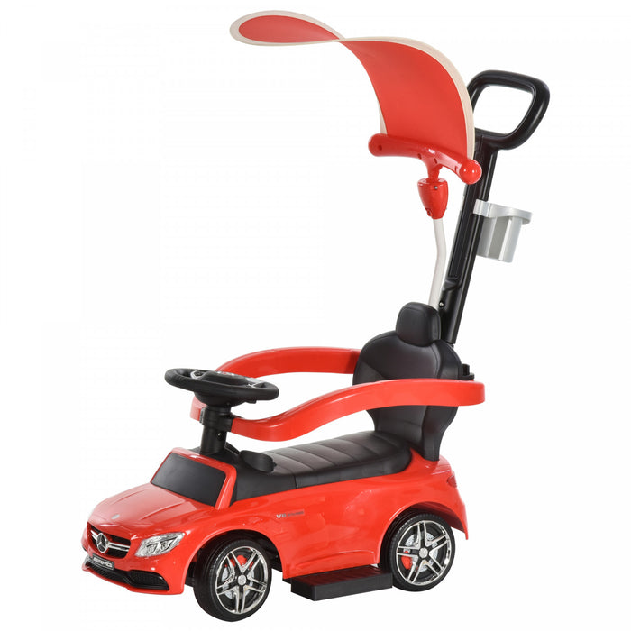 Aosom Voiture 3 En 1 Sous Licence Officielle Pour Tout-petits Poussette Coulissante Marche Bebe Avec Pare-soleil Klaxon Barre De Securite Porte-gobelet Rouge
