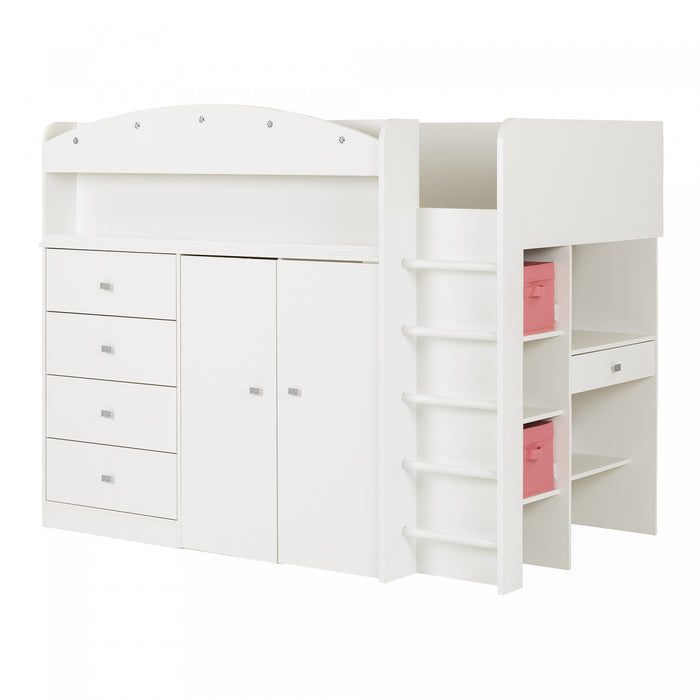 Tiara Lit Mezzanine Avec Bureau - Blanc Solide