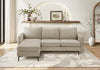 Sofa Chaise Longue Rembourre, 85\" De Large, Tissu Beige, Pieds En Metal Noir