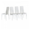 Ensemble de chaises de salle a manger modernes Ava avec motif de grille en diamant (lot de 4), cuir ignifuge et cadre en metal, blanc