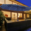 Costway Parasol double face jumeau 15FT pour patio avec 48 LED solaires a manivelle Navy