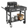 Outsunny Chariot de BBQ, Table Pliable avec Support Magnetique pour Couteaux, Noir