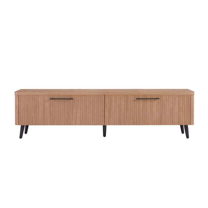 Meuble TV Jodie style Mid-Century Modern a cannelures, 175 cm, erable