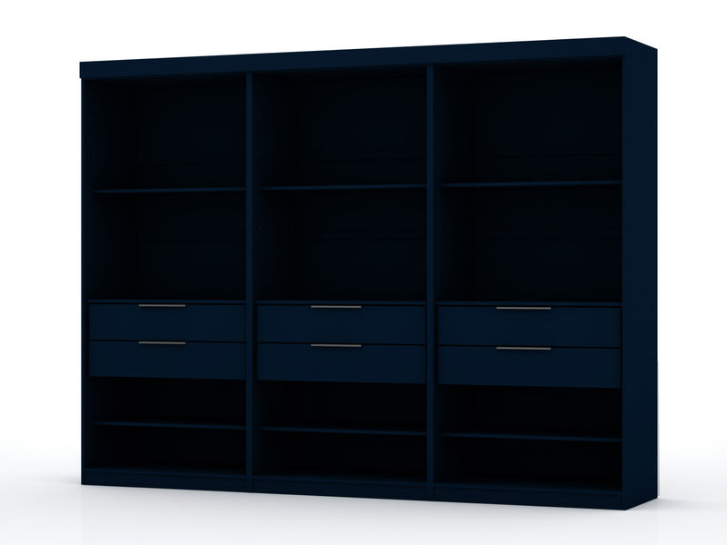Armoire contemporaine moderne Mulberry 36\" en bleu minuit - Ensemble de 3