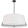 Luminaire suspendu Preston de Dainolite de 33 po de diamètre avec abat-jour en tissu blanc, fini noir mat et 4 ampoules