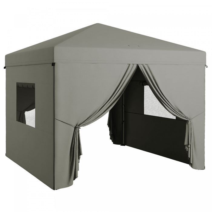 Outsunny Tente Escamotable 10' X 10' Avec Fenetres En Maille, Gris Clair