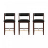 Tabouret de comptoir moderne en bois Patricia avec revetement en tissu, noir – Lot de 3