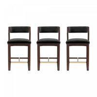  Tabouret de comptoir moderne en bois Patricia avec revetement en tissu, noir – Lot de 3