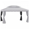 Outsunny Tonnelle Barnum Pavillon De Jardin Style Colonial Double Toit Toile Moustiquaires Et Toiles Amovibles 3,9l X 2,9l X 2,8h M Gris/ Creme