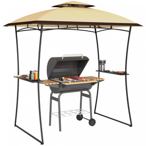 Outsunny Tonnelle De Barbecue A Deux Niveaux 8' X 5', Beige