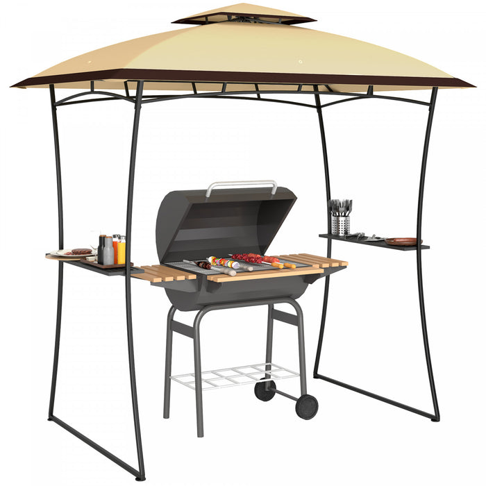 Outsunny Tonnelle De Barbecue A Deux Niveaux 8' X 5', Beige