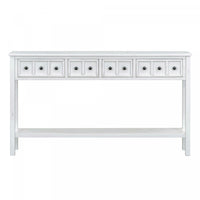 Table Console Michael En Bois Massif Pour Entree Avec Tiroirs De Rangement Et Etagere Inferieure - Blanc