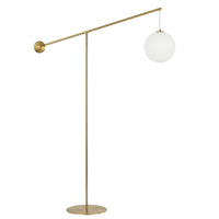 Lampe à pied Holly de Dainolite de 106 po de hauteur en verre blanc opale, avec fini laiton vieilli et 1 ampoule