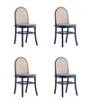 Chaise de salle a manger Paragon Industry Chic avec dossier en cannage, bois et assise rembourree, noir et gris - Lot de 4