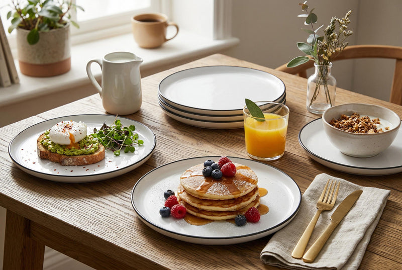 Ensemble de 4 Assiettes a Diner Bistro par Cena Home