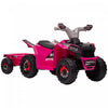 Aosom Quad 6 V Pour Enfants, Vehicule Electrique Alimente Par Batterie A 4 Roues Avec Remorque Arriere, Roues Resistantes A L'usure, Pour Garcons Et Filles – Rose