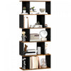 HOMCOM Bibliotheque etroite a 5 niveaux, en forme de S, Marron Rustique