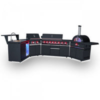 Cuisine d'exterieur All'Aperto avec comptoir noir, 99 600 BTU, module bar et four a pizza – FODKT2568BLK