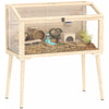 PawHut Wooden Hamster Cage, Gerbil Cage with Openable Top, Seesaws, Platforms, Water Bottle, Hamster Habitat with Transparent Viewing for Syrian, Dwarf, Rats, 43.3" x 20.5" x 39.8"