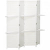 HOMCOM Paravent 6 pi avec 4 panneaux et etageres, separateur mural, blanc