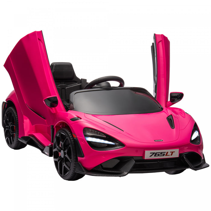 Qaba Mclaren 765lt Voiture Electrique 12 V Sous Licence Pour Enfants, Alimentee Par Batterie, Avec Portes Papillon, Telecommande, Demarrage Lent, Lumieres Led, Klaxon Musical, Rose