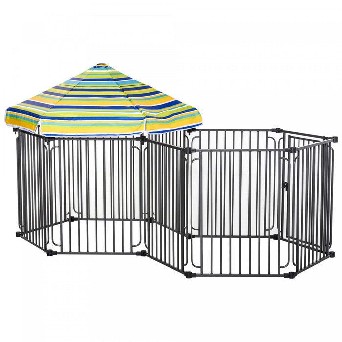 Pawhut Chenil De Parc Pour Animaux De Compagnie De 47 \"avec Porte Et Couvercle Amovible Cloture De Caisse De Chiot Autoportante A 10 Panneaux Pour Chiens De Petite Et Moyenne Taille Noir