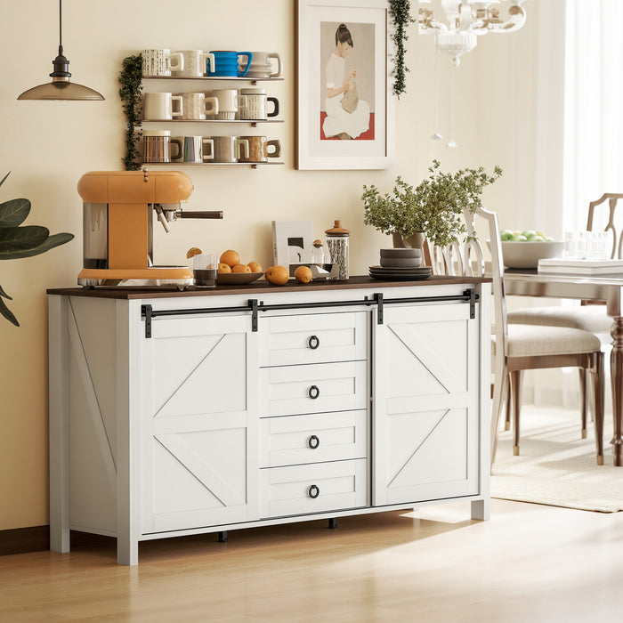 HOMCOM Buffet style ferme avec portes blanc creme
