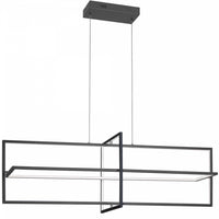 Lustre horizontal Hildegard de Dainolite en acrylique blanc qui diffuse la lumière, avec fini noir mat et ampoule de 55 W