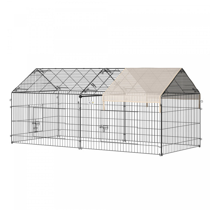 Enclos exterieur en metal PawHut pour petits animaux, beige
