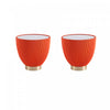 Table d’appoint Anderson moderne avec plateau en pierre frittee et revetement en tissu, orange – Lot de 2