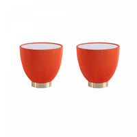 Table d’appoint Anderson moderne avec plateau en pierre frittee et revetement en tissu, orange – Lot de 2