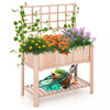 Costway Souleve Lit De Jardin Eleve Boite De Planteur En Bois W / Trellis Et Etagere De Stockage Ouverte