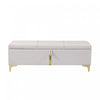 Banc Coffre De Rangement Tony En Velours Doux Avec Pieds Metalliques, Beige