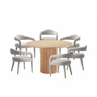  Ensemble de salle a manger Aspen et Hathaway Modern Industry Chic 7 pieces en finition Poussiere d’or et Naturel