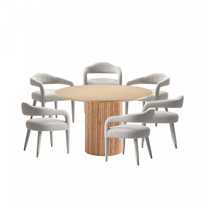 Ensemble de salle a manger Aspen et Hathaway Modern Industry Chic 7 pieces en finition Poussiere d’or et Naturel