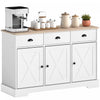 HOMCOM Buffet de 46.5\" avec 3 portes de style grange et 3 tiroirs, blanc